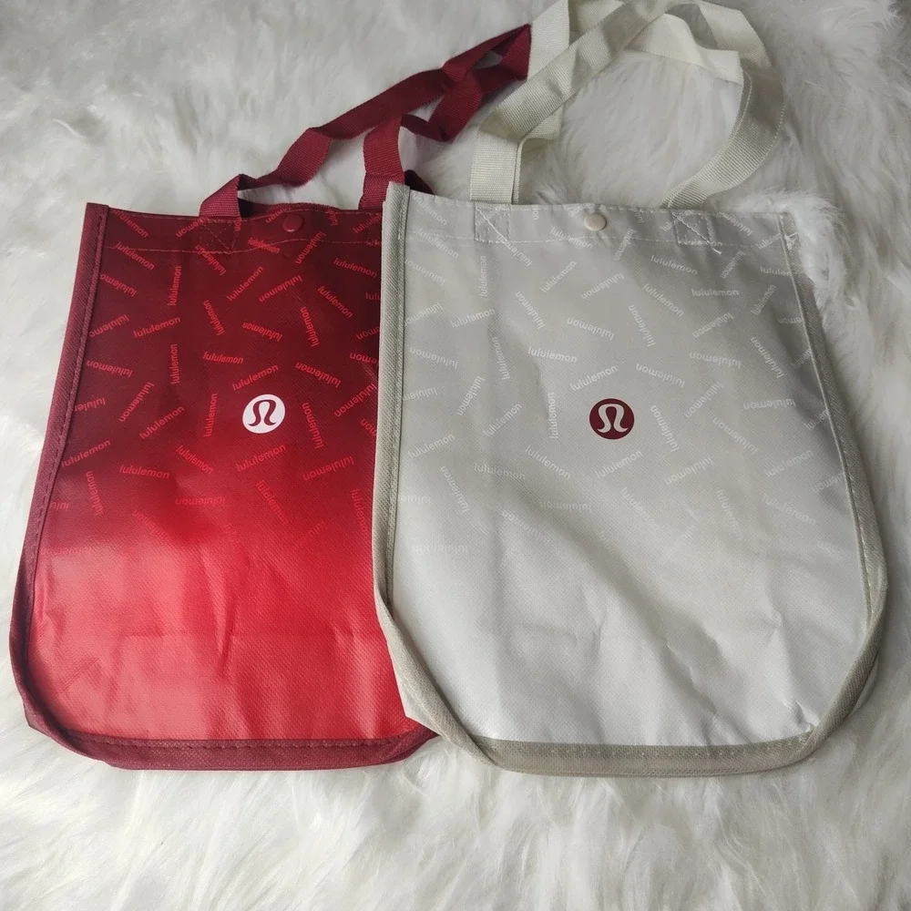 lululemon athletica | Bags | Lot Of 2 Lululemon Small Reusable Shopping Bags  Red White Lunch Bags | Poshmark
